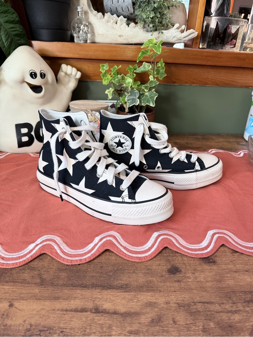 Converse All Star High-Top Sneakers in Black with White Stars